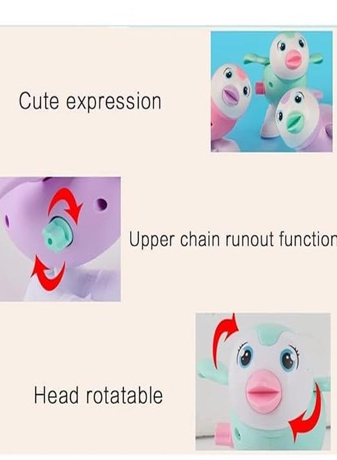 acrown Cute Animal Toys for Kids Sensory Worm Animal Wind up Colorful Toy Insect Figurines for Boys and Girls Multicolor (Penguin) - Image 4